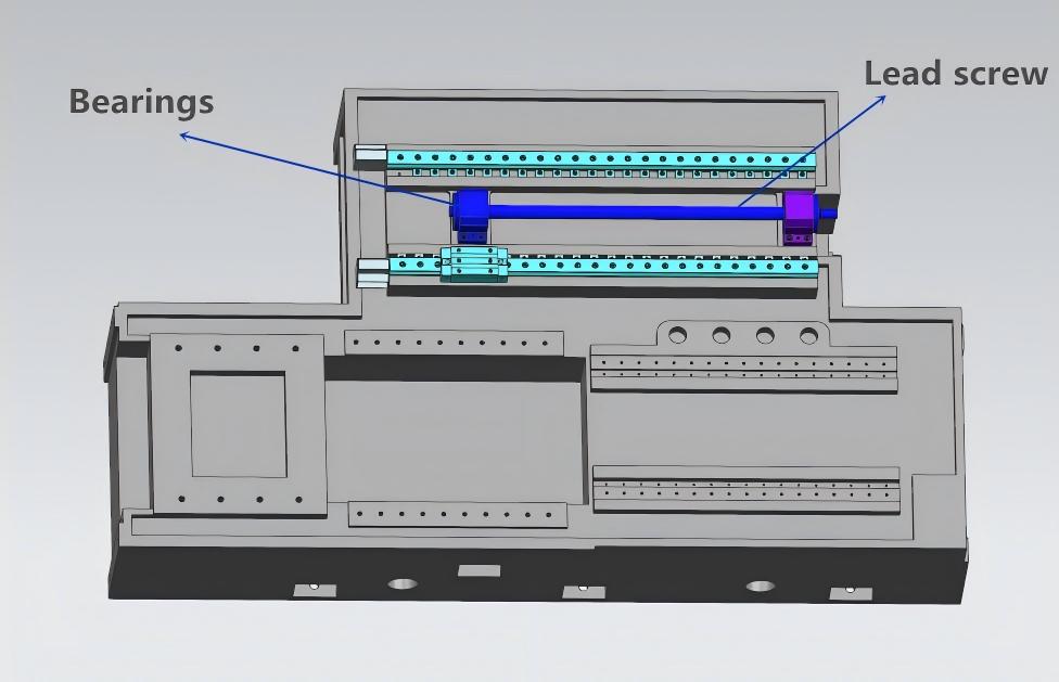 2.Assemble the Z-axis lead screw and bearings of cnc spinning machine
