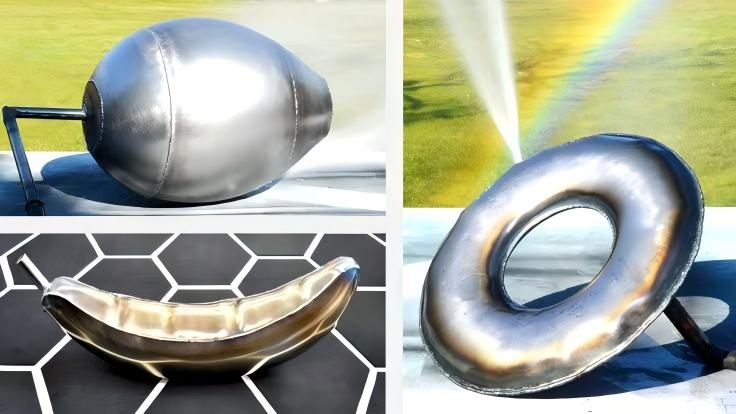 water expansion to make stainless steel sculpture